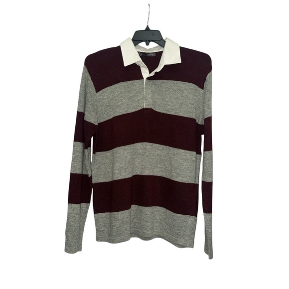 Slate And Stone Kieran Rugby Stripe Polo Sweater Long Sleeve Preppy NWT - Picture 2 of 7